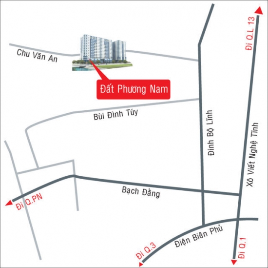 Apartment for rent in Binh Thanh district , 03 bedrooms in Dat Phuong Nam  800 USD