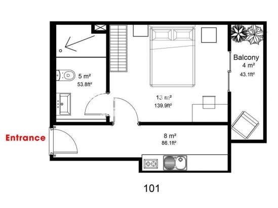 Serviced apartment 01 bedroom for rent on Nguyen Van Huong street, Thao Dien Ward, District 2 - 30sqm - 440 USD