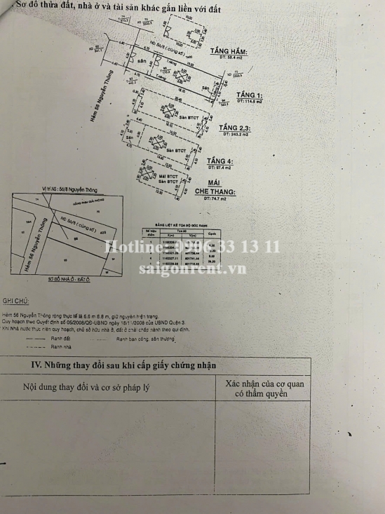 56/8 Nguyễn Thông, Phường 9, Quận 3 - 6,5m X 26m - Giá Bán 45 Tỷ