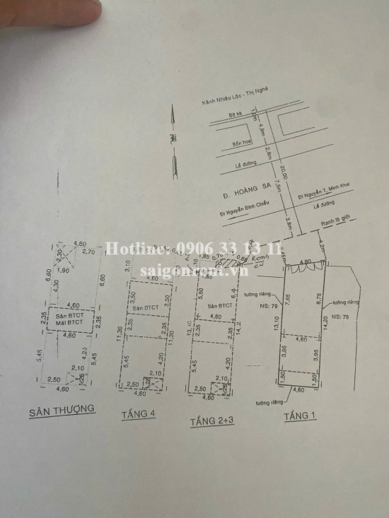 77 Hoàng Sa, Phường Đakao, Quận 1- 4,75m X 15,3m- 30 Tỷ