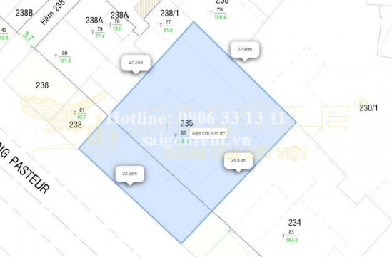 Bán nhà 236 Pasteur, phường Võ Thị Sáu, Quận 3, diện tích 434,5m2, giá bán 400 tỷ