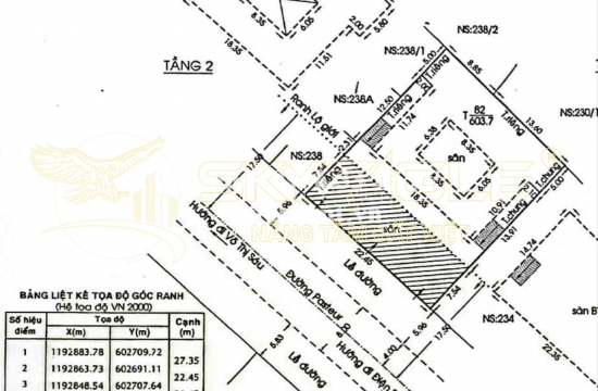 Bán nhà 236 Pasteur, phường Võ Thị Sáu, Quận 3, diện tích 434,5m2, giá bán 400 tỷ