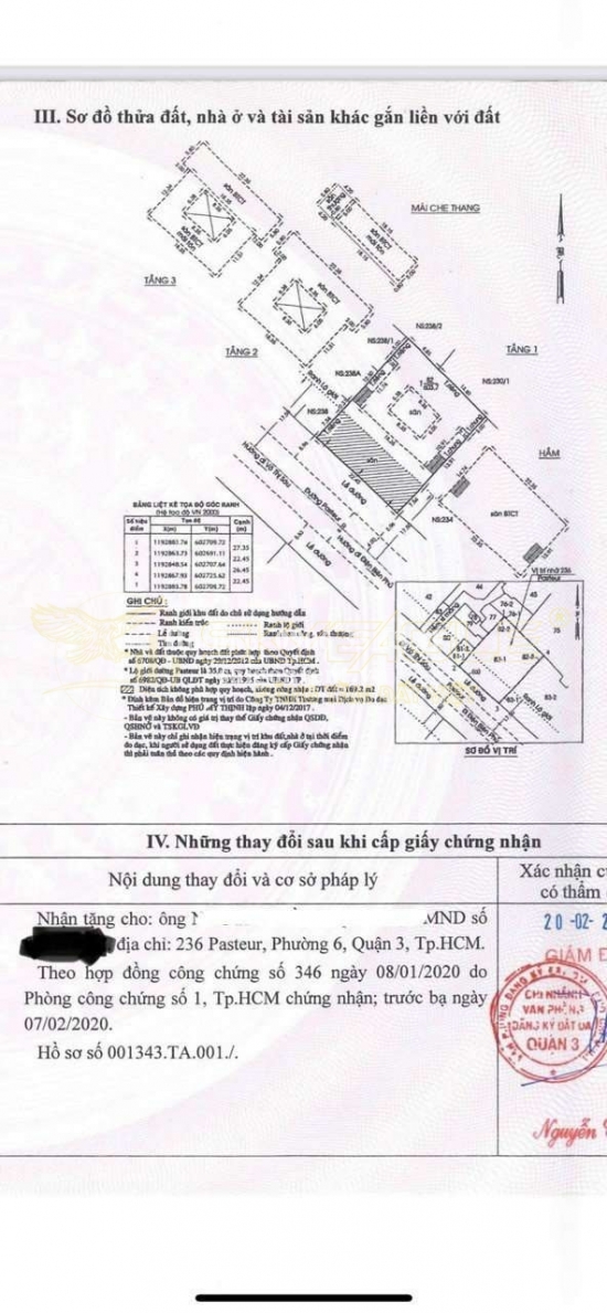 Bán nhà 236 Pasteur, phường Võ Thị Sáu, Quận 3, diện tích 434,5m2, giá bán 400 tỷ