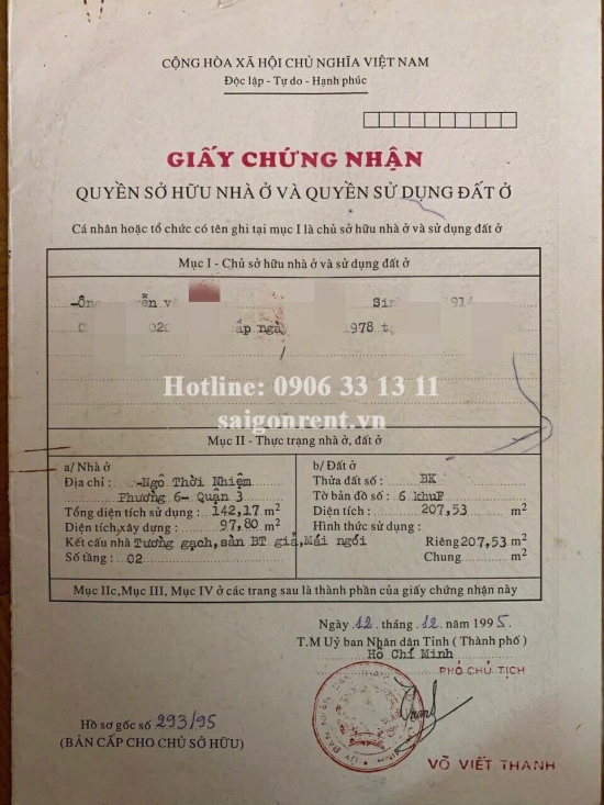 Bán nhà 26B Trần Quốc Thảo, Phường 6, Quận 3, diện tích 519,8m2, giá bán 250 tỷ