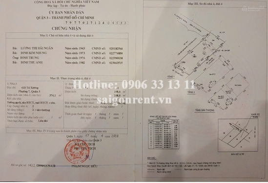 Bán nhà 61D Tú Xương, phường 7, Quận 3, diện tích 198m2, giá bán 88 tỷ