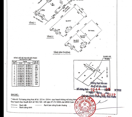 Bán nhà 61D Tú Xương, phường 7, Quận 3, diện tích 198m2, giá bán 88 tỷ