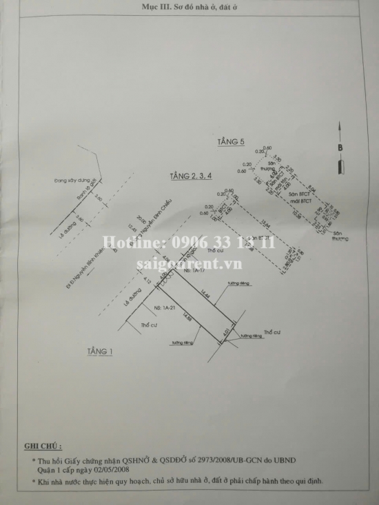 Bán nhà 1B2-1B3 Nguyễn Đình Chiểu, Phường Đa Kao, Quận 1, diện tích 116m2, giá bán 72 tỷ