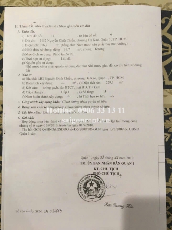 Bán nhà 1B2-1B3 Nguyễn Đình Chiểu, Phường Đa Kao, Quận 1, diện tích 116m2, giá bán 72 tỷ