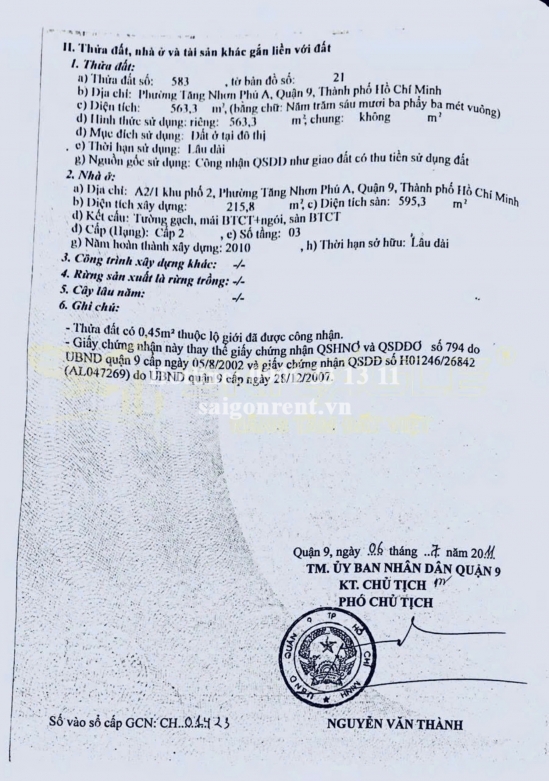 Bán nhà 441 Lê Văn Việt, Phường Tăng Nhơn Phú A, Quận 9, diện tích 563,3m2, giá bán 150 tỷ