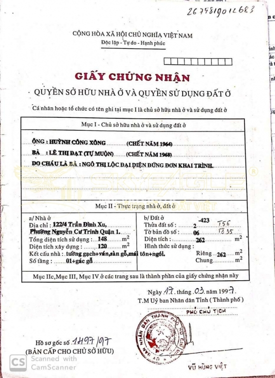 Bán nhà 122/4 Trần Đình Xu, Phường Nguyễn Cư Trinh, Quận 1, diện tích 262 m², giá bán 57 tỷ 