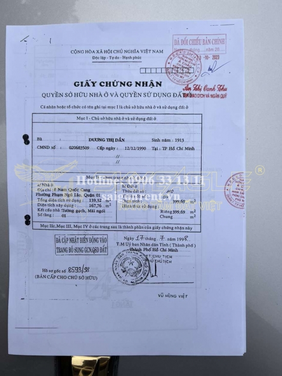 Bán nhà 8 Nam Quốc Cang, phường Phạm Ngũ Lão, Quận 1, diện tích 399,7 m2, giá bán 260 tỷ