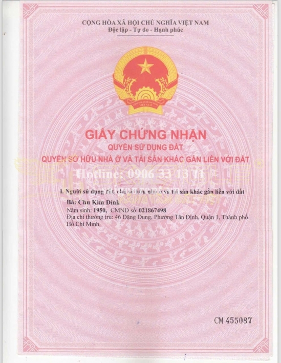 Bán nhà 46 Đặng Dung, phường Tân Định, Quận 1, diện tích 340,87m2, giá bán 170 tỷ