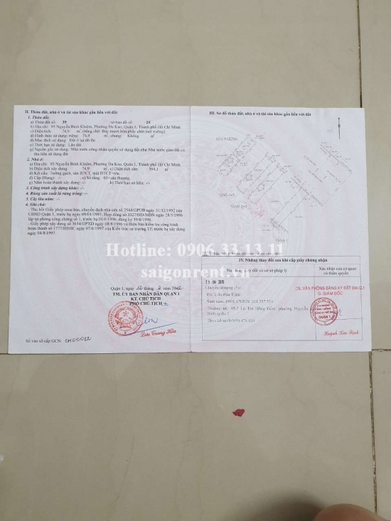 Bán nhà 95 Nguyễn Bỉnh Khiêm, phường Đakao, Quận 1, diện tích 75m2, giá bán 40 tỷ