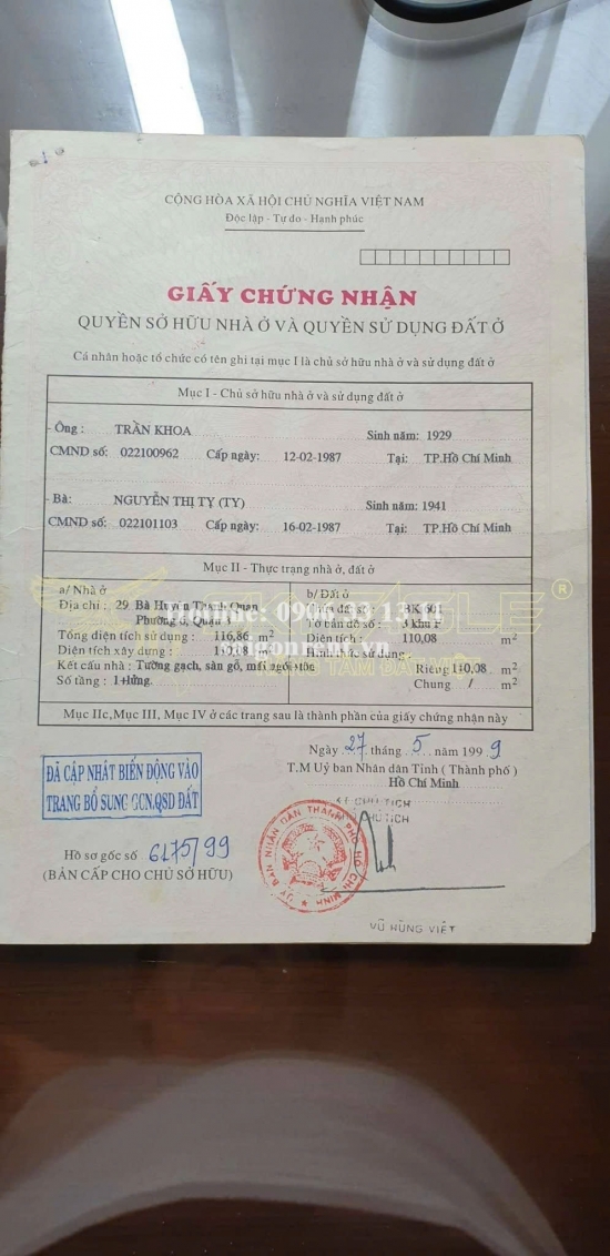 Bán nhà 27-29 Bà Huyện Thanh Quan, Phường Võ Thị Sáu, Quận 3, diện tích 219,64m2, giá bán 264 tỷ