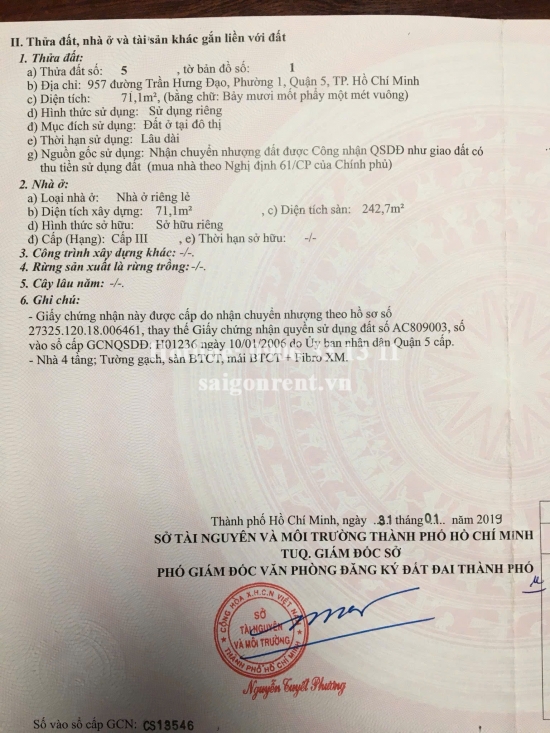 Bán nhà  955-957 Trần Hưng Đạo, Phường 1, Quận 5, diện tích 143m2, Giá Bán 95 Tỷ