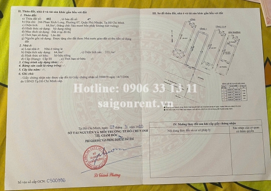 Bán nhà 266-268 Phan Xích Long, phường 7, Quận Phú Nhuận, diện tích 128m2, giá bán 88 tỷ