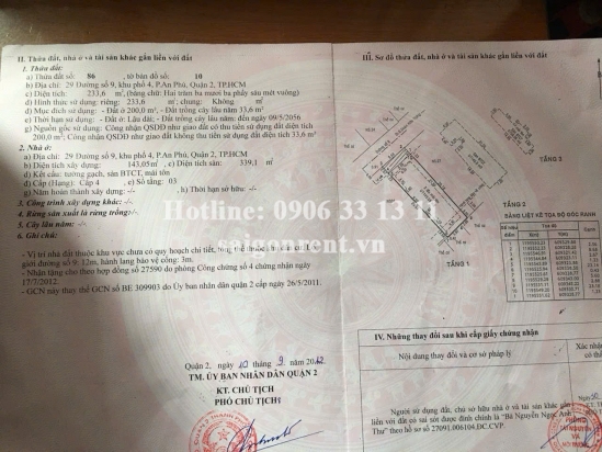 Bán nhà 29 đường số 9, phường An Phú, Quận 2, diện tích 233,6m2, giá bán 45 tỷ