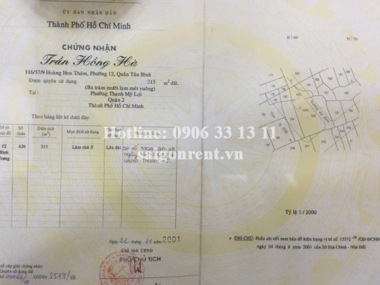 Bán đất đường Tạ Hiện, phường Thạnh Mỹ Lợi, Quận 2, diện tích 315m2, giá bán 29,9 tỷ