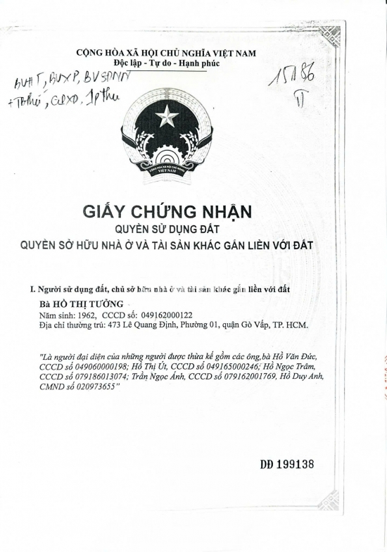 Bán nhà 473 Lê Quang Định, phường 1, Quận Gò Vấp, diện tích 183,8m2, giá bán 72 tỷ