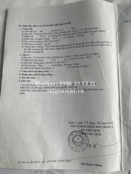 Bán nhà 9 Trần Quốc Thảo, phường Võ Thị Sáu, Quận 3, diện tích 119,6m2, giá bán 80 tỷ