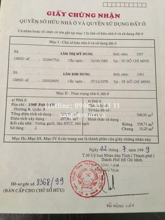 Bán nhà 230/17 Pasteur, phường Vỏ Thị Sáu, Quận 3, diện tích 558,71m2, Giá Bán 170 Tỷ 