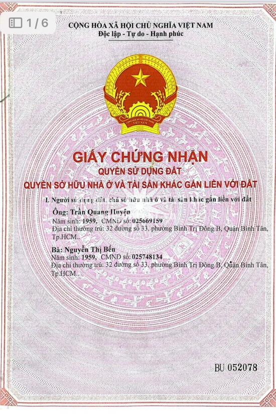 Bán nhà 38+40+42+44+46 đường số 33, phường Bình Trưng Đông B, Quận Bình Tân, diện tích 400m2, giá bán 72 tỷ