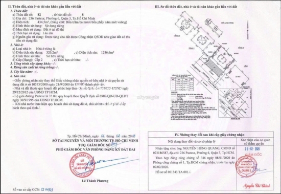Bán nhà 236 Pasteur, phường Võ Thị Sáu, Quận 3, diện tích 434,5m2, giá bán 400 tỷ