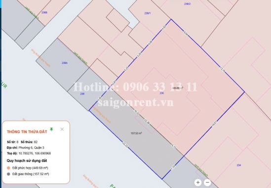 Bán nhà 236 Pasteur, phường Võ Thị Sáu, Quận 3, diện tích 434,5m2, giá bán 400 tỷ