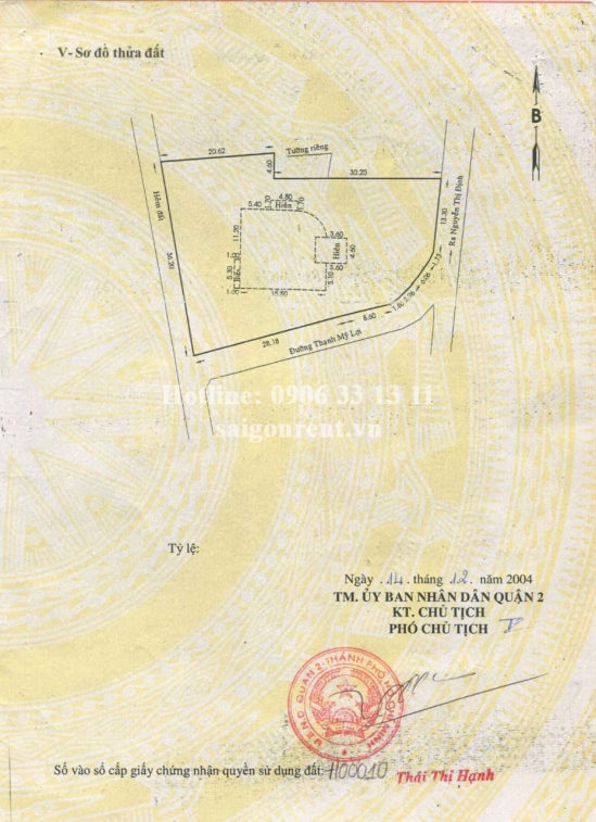 Bán nhà 16 Thạnh Mỹ Lợi, phường Thạnh Mỹ Lợi, Quận 2, diện tích 1311m2, giá bán 105 tỷ