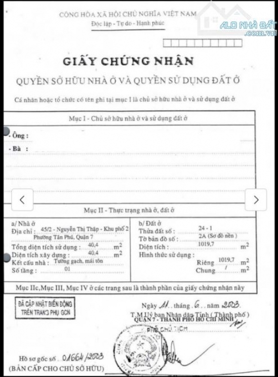 Bán nhà 47 Nguyễn Thị Thập và 45/2 Nguyễn Thị Thập, phường Tân Phú, Quận 7, diện tích 1.472,45m2, giá bán 180 tỷ