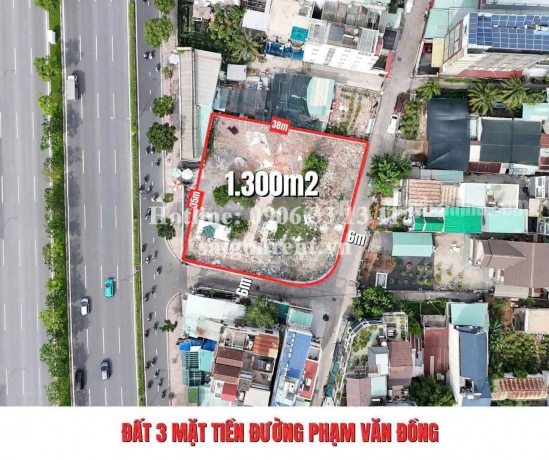 Bán đất 1056 Phạm Văn Đồng, phường Hiệp Bình Chánh, Quận Thủ Đức, diện tích 1300m2, giá bán 185 tỷ