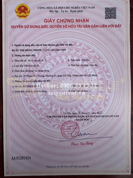 Bán nhà 20 Phạm Huy Thông, phường 7, Quận Gò Vấp, diện tích 108m2, giá bán 55 tỷ