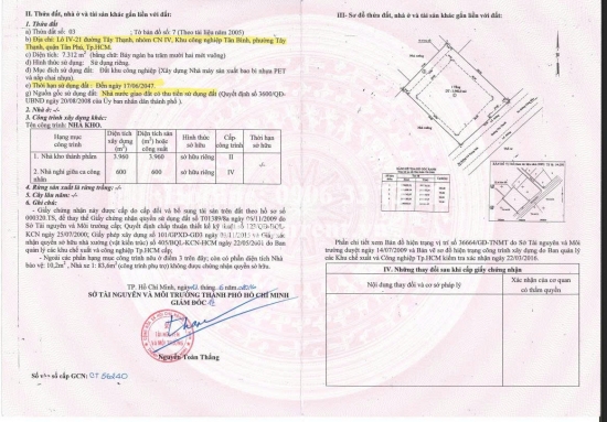 Bán kho tại 22 Tây Thạnh, phường Tây Thạnh, Quận Tân Phú, diện tích 6600m2, Bán Giá  150 tỷ