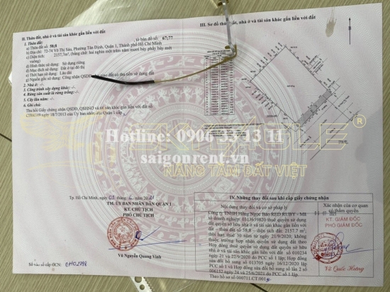Bán đất 72-74 Võ Thị Sáu, phường Đakao,Trung Tâm Quận 1, diện tích 2.157,7m2, Giá Bán 2300 Tỷ