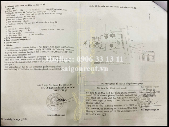 Bán nhà 15 đường số 44, phường Thảo Điền, Quận 2, diện tích 623m2, Giá Bán 160 tỷ