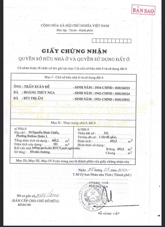 Bán đất 54-54Bis Nguyễn Đình Chiểu, phường Đa Kao, Quận 1, diện tích 1060m2, giá bán 850 tỷ
