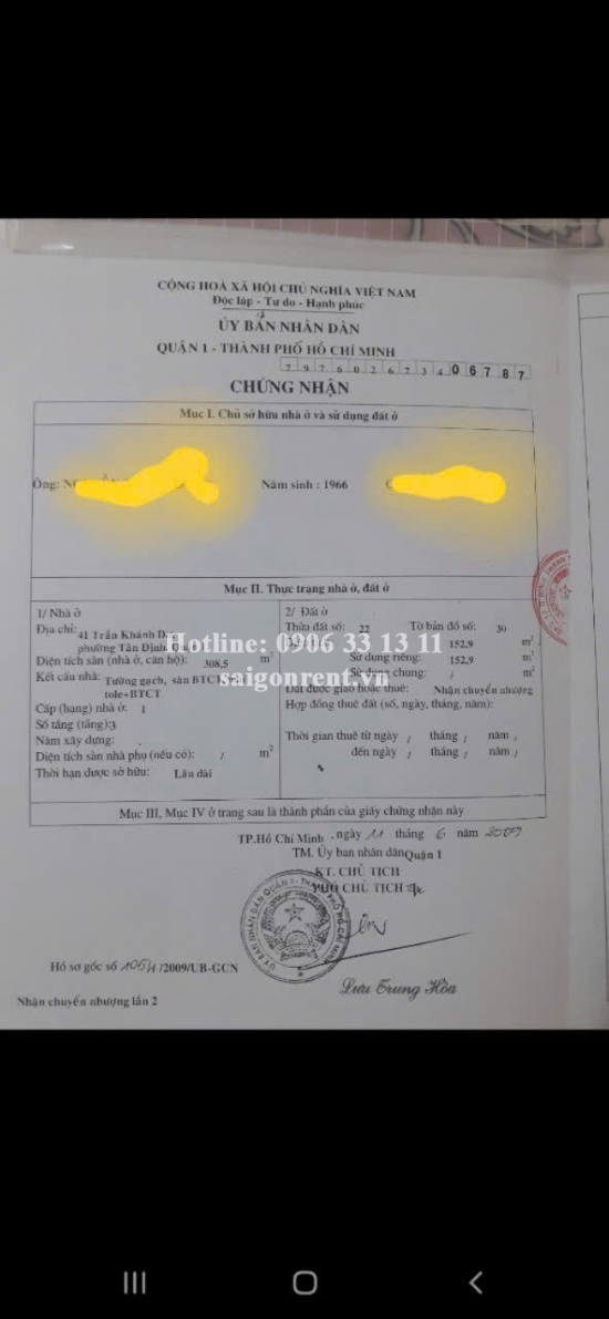 Bán nhà 41 Trần Khánh Dư, phường Tân Định, Quận 1, diện tích 152,9m2, giá bán 61 tỷ