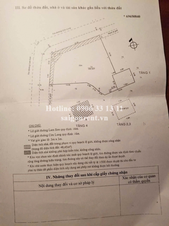 Bán nhà  38 Cửu Long, phường 2, Quận Tân Bình, diện tích 432,45m2, giá bán 220 tỷ