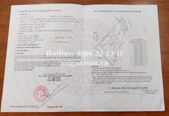Bán nhà 180 Bùi Thị Xuân, phường 03, Quận Tân Bình, diện tích 1577m2, giá bán 350 tỷ
