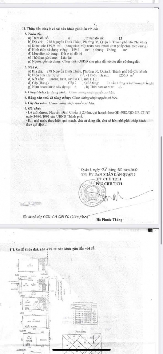 Bán nhà 278 Nguyễn Đình Chiểu, phường 6, Quận 3, diện tích 159,9m2, giá bán 180 tỷ