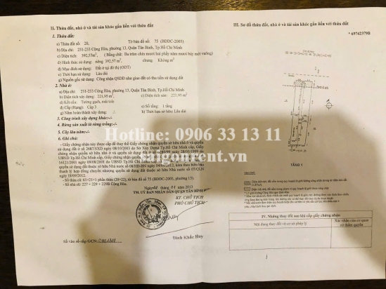 Bán nhà 221 223 225 227 229 231 233 Cộng Hoà, phường Tân Bình, diện tích 1028m2, giá bán 280 tỷ